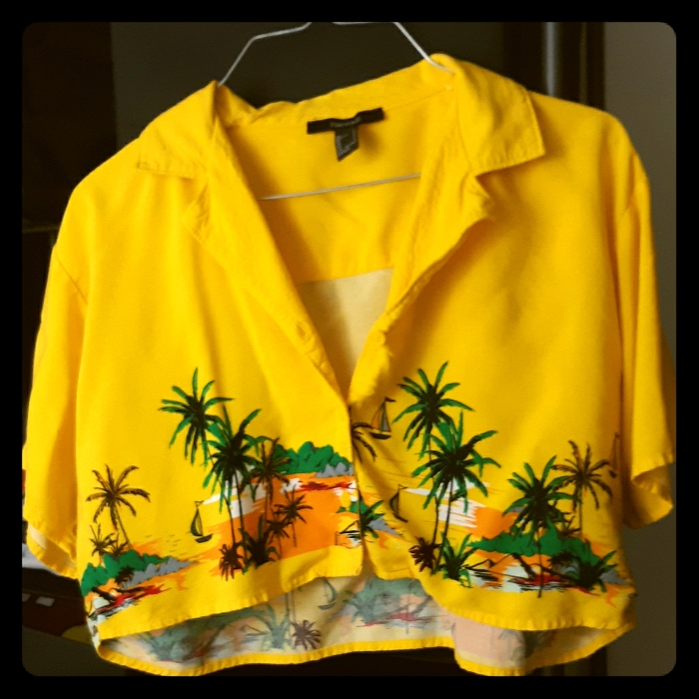 Yellow Hawaiian crop top